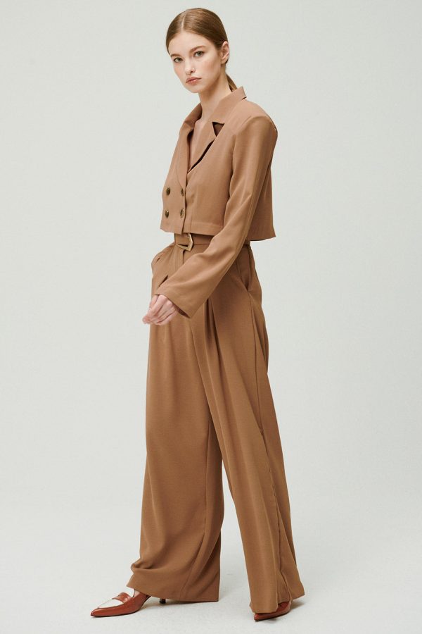 Wide Pants w/ Buckle Belt