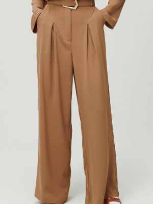 Wide Pants w/ Buckle Belt