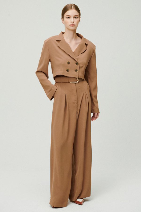 Wide Pants w/ Buckle Belt