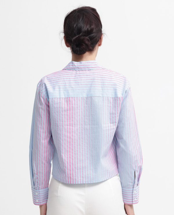 Light Purple Cotton Fabric Full Sleeve Collared Neck Button Closure Stripe Cropped Fit Shirt