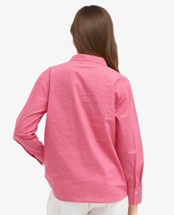 Light Pink Cotton Fabric Mandarin Collar Solid Shirt