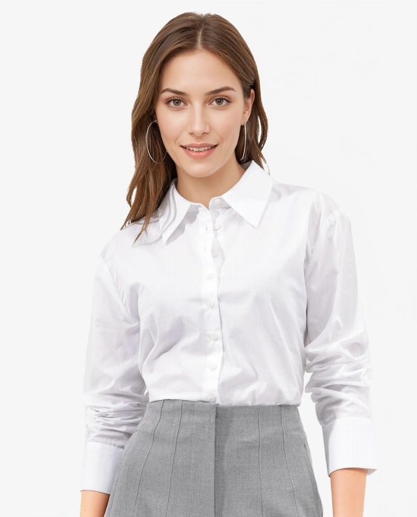 White Cotton With Concealed Placket Shirt