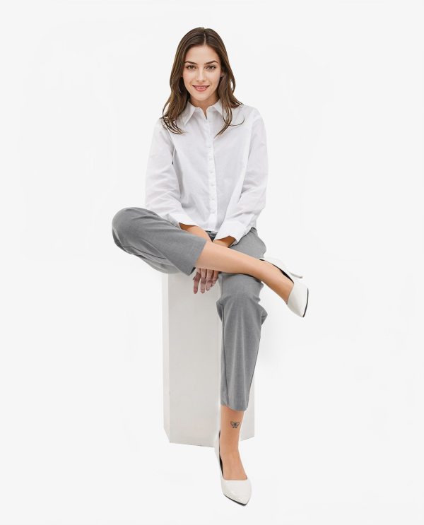 White Cotton With Concealed Placket Shirt