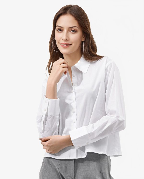 White Cotton With Concealed Placket Shirt