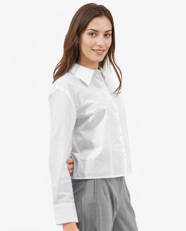 White Cotton With Concealed Placket Shirt