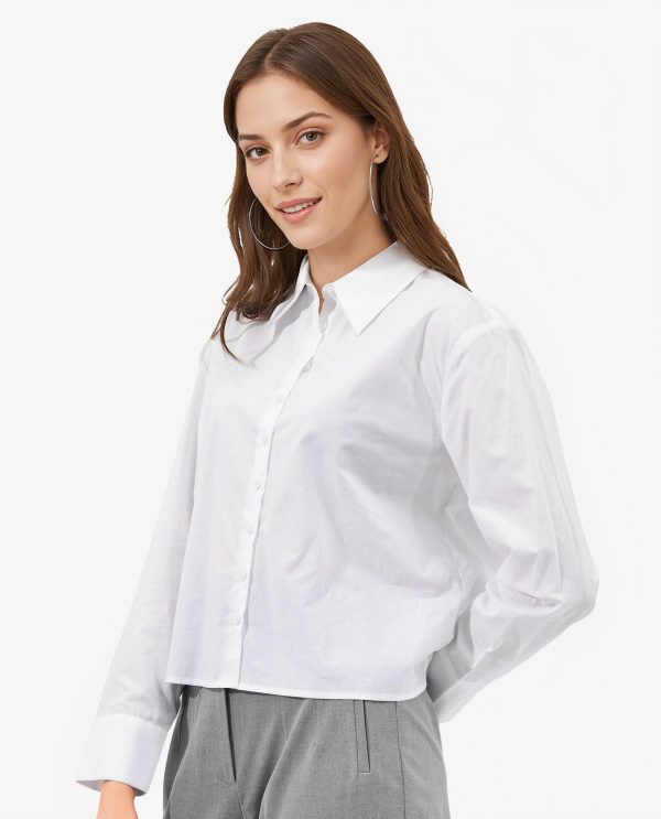 White Cotton With Concealed Placket Shirt