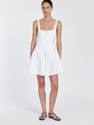 White Linen Mini Dress