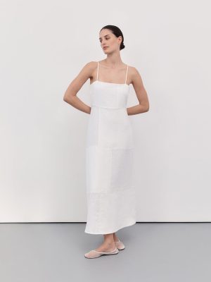 White Linen Midi Dress