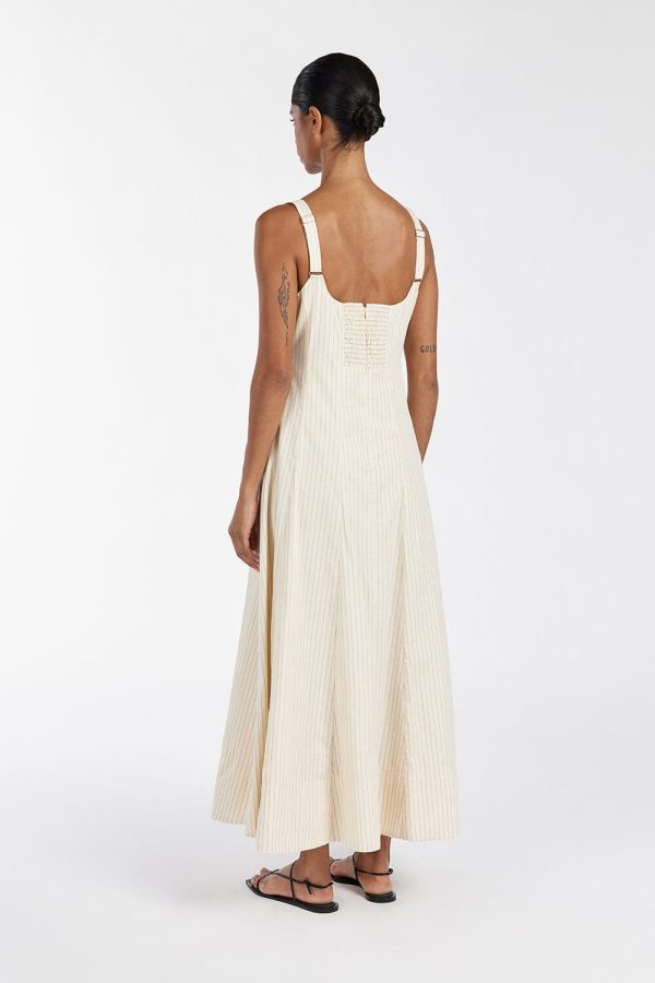 Cream Stripe Midi Dress