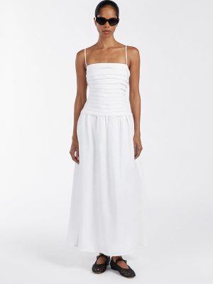 White Linen Midi Dress