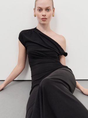 Black Draped Maxi Dress