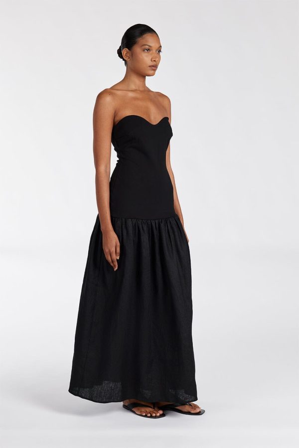 Black Strapless Midi Dress