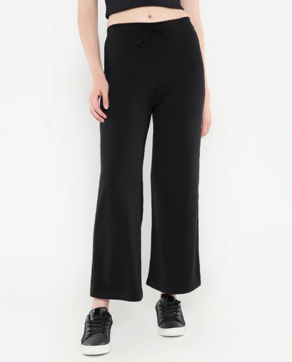 Black Plain Track Pants