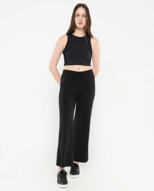 Black Plain Track Pants