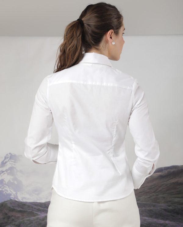 White Button Closure Shirt Collar Regular Fit Plain Top