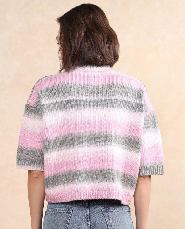 Zenobia Pink Oversized Fit Plain Sweater