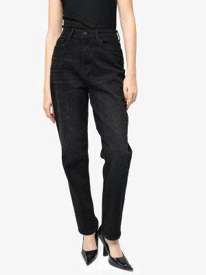 Black Cotton Elastic Jeans