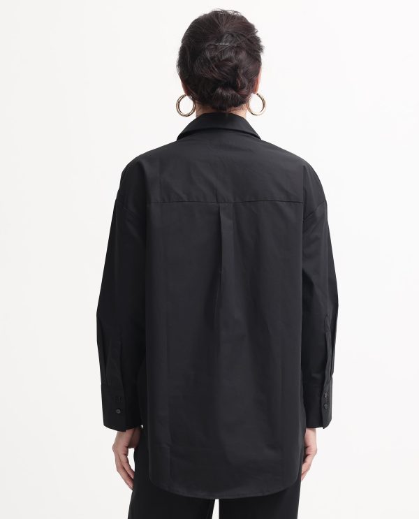 Black Cotton Fabric Full Sleeve Collared Neck Shirt