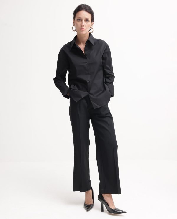 Black Cotton Fabric Full Sleeve Collared Neck Shirt