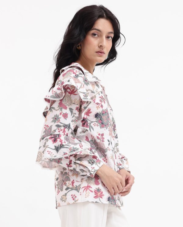 Multicolor Peter Pan Neck Floral Print Shirt