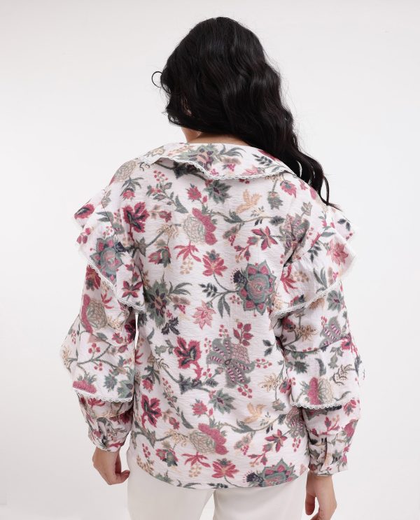 Multicolor Peter Pan Neck Floral Print Shirt