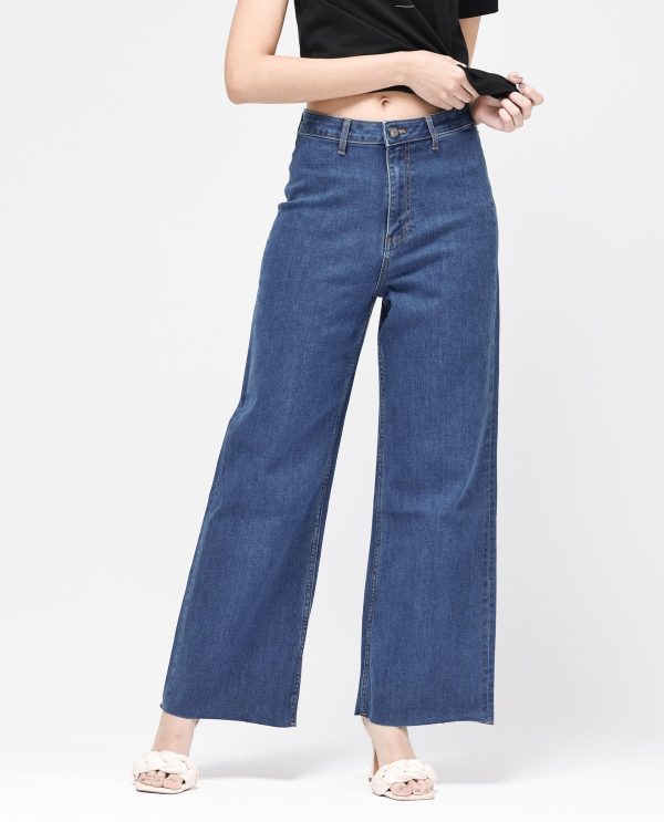 Dark Blue Cotton Regular Length Jeans