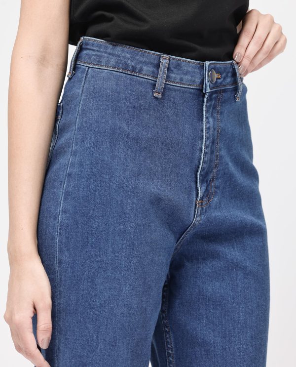 Dark Blue Cotton Regular Length Jeans