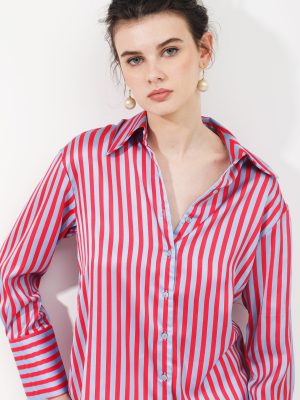 Blue Full Sleeves Button Closure Collared Neck Cuffed Sleeve Regular Fit Striped Shirt