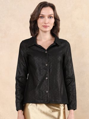 Collared Neck Jacquard Jacket