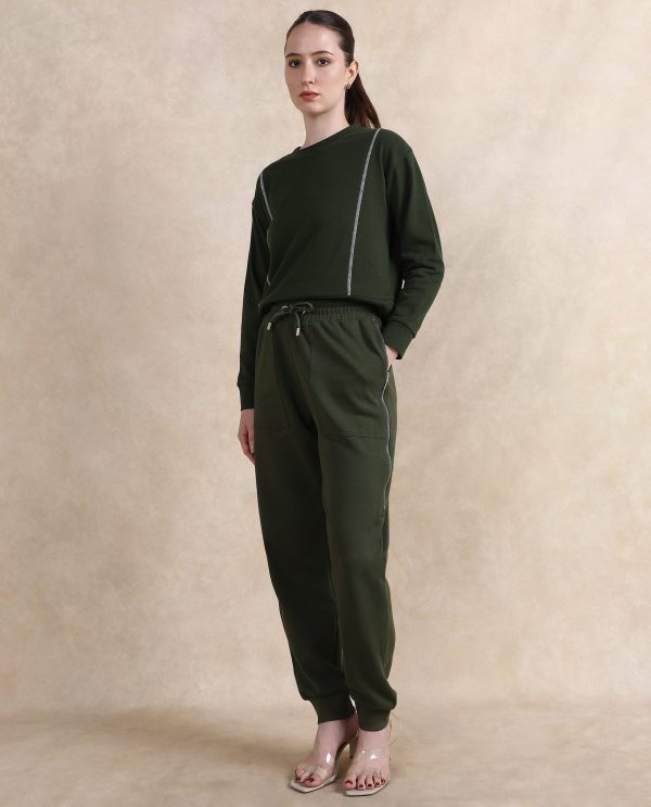 Cotton Blend Ankle Length Plain Pants