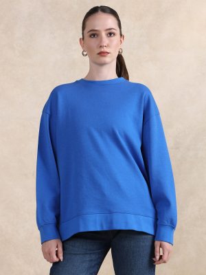 Cotton Button Closure Relaxed Fit Sweatshirt