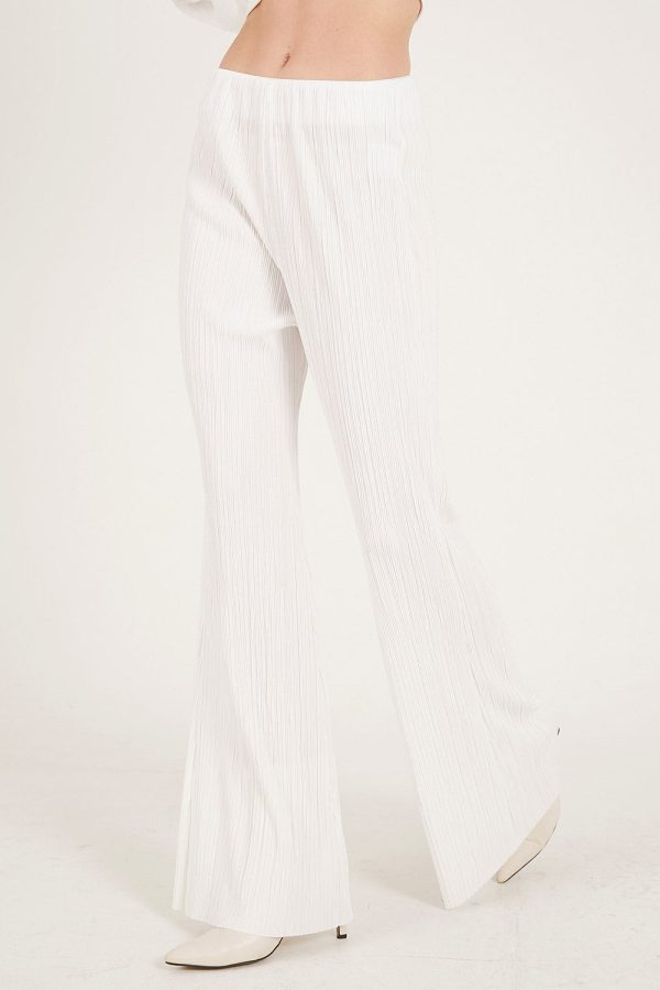 Flared Leg Plisse Pants