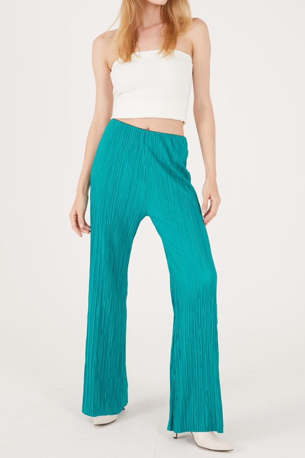 Flared Leg Plisse Pants