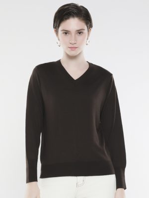 Nylon Fabric Relaxed Fit Plain Sweater