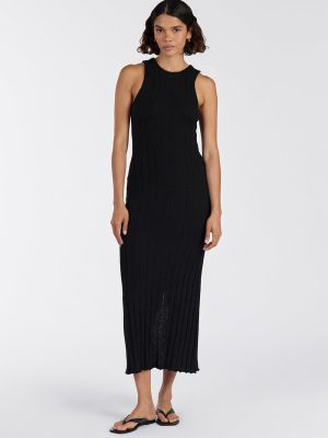 Black Knit Midi Dress