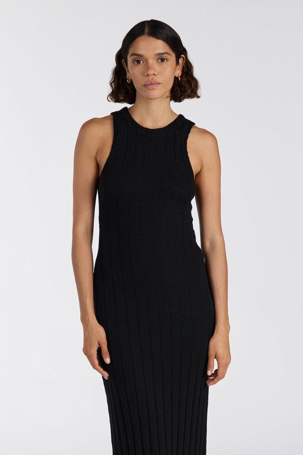 Black Knit Midi Dress