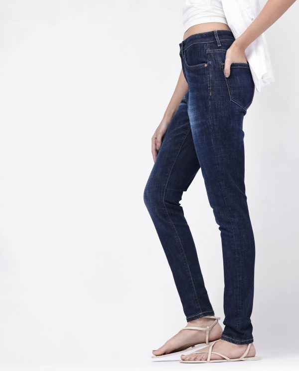 Dark Blue Cotton Regular Length Jeans