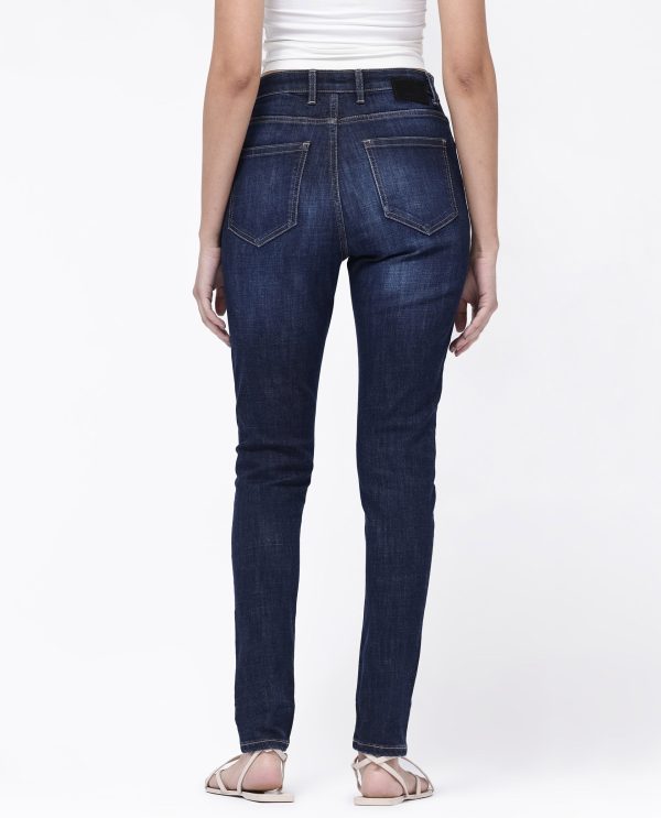 Dark Blue Cotton Regular Length Jeans