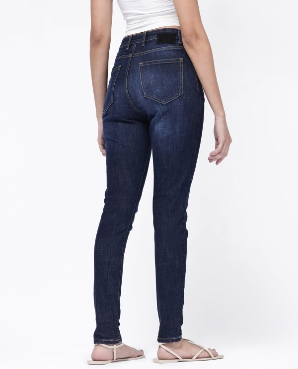 Dark Blue Cotton Regular Length Jeans