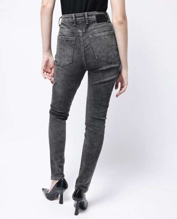 Grey Cotton Elastic Jeans